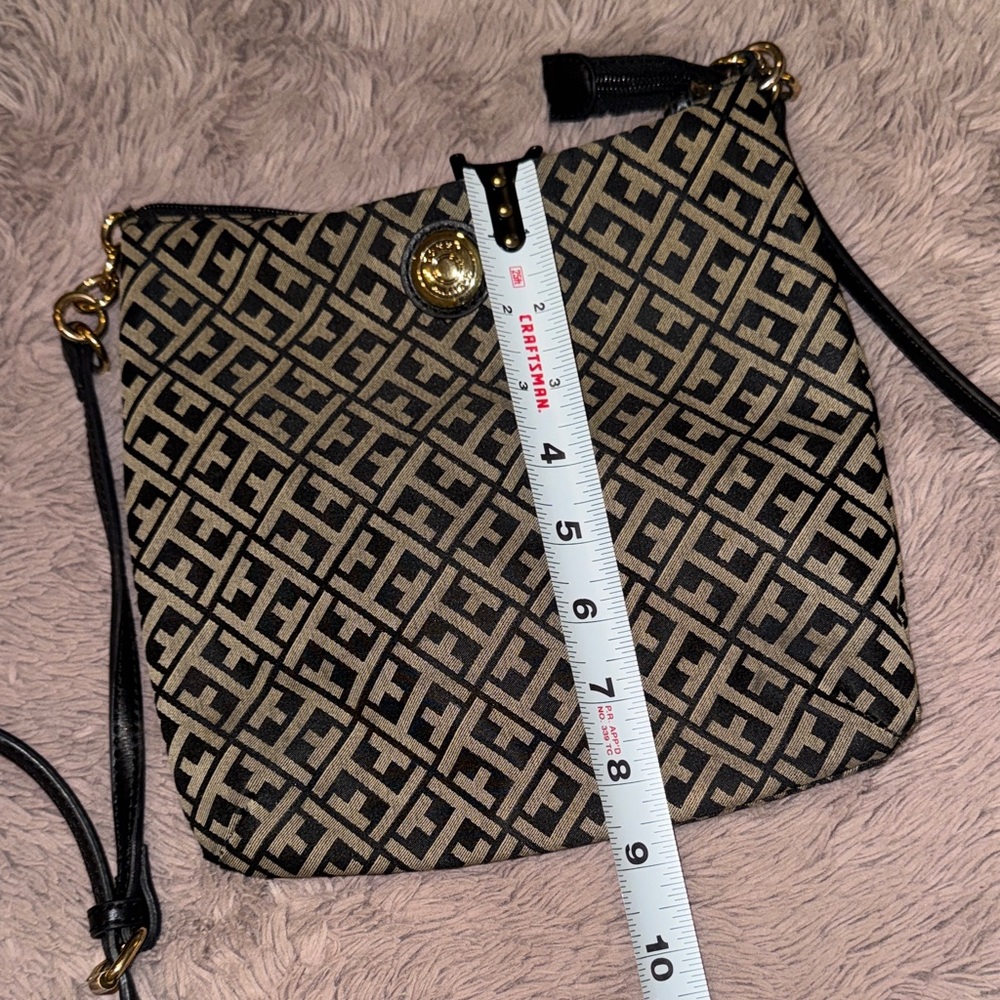 Tommy Hilfiger Black and Tan Geometric Crossbody Bag - Picture 6 of 7